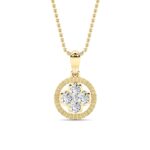 0.5 CT round cluster medallion lab grown diamond pendant in 14K Yellow Gold
