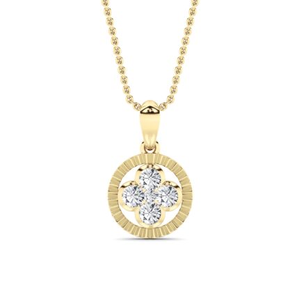 0.5 CT round cluster medallion lab grown diamond pendant in 14K Yellow Gold
