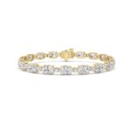 13 CT round and oval lab grown diamond tennis bracelet in 14K yellow gold