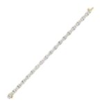 13 CT round and oval lab grown diamond tennis bracelet in 14K yellow gold