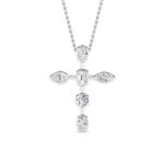 1.5 CT mixed shape cross lab grown diamond pendant in 14K White Gold