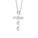 1.5 CT mixed shape cross lab grown diamond pendant in 14K White Gold