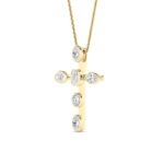 1.5 CT mixed shape cross lab grown diamond pendant in 14K Yellow Gold