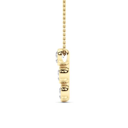 1 CT round three stone bezel drop lab grown diamond pendant in 14K Yellow Gold