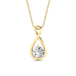1 CT round infinity drop lab grown diamond pendant in 14K Yellow Gold