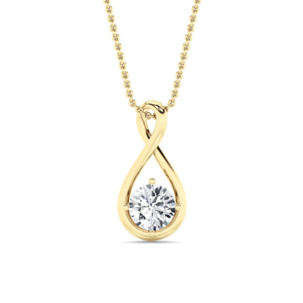 1 CT round infinity drop lab grown diamond pendant in 14K Yellow Gold