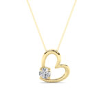 0.5 CT round sideways heart lab grown diamond pendant in 14K Yellow Gold