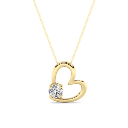 0.5 CT round sideways heart lab grown diamond pendant in 14K Yellow Gold