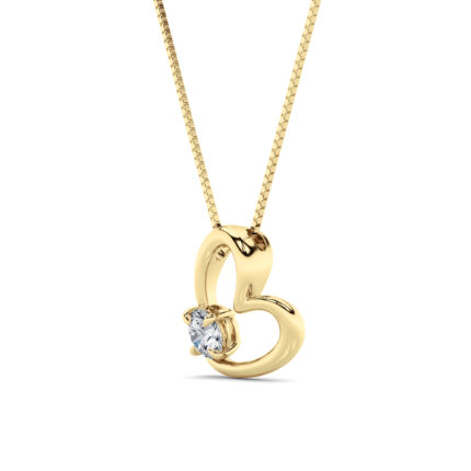 0.5 CT round sideways heart lab grown diamond pendant in 14K Yellow Gold