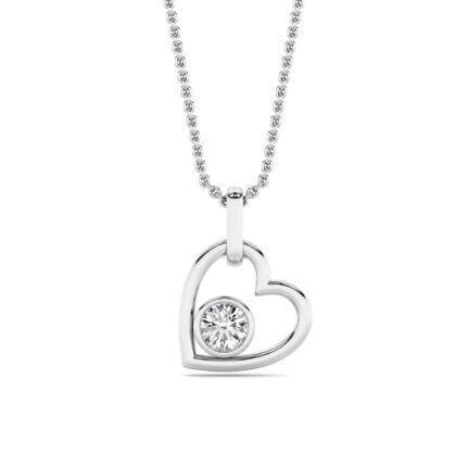 0.33 CT floating round open heart lab grown diamond pendant in 14K White Gold