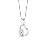 0.33 CT floating round open heart lab grown diamond pendant in 14K White Gold