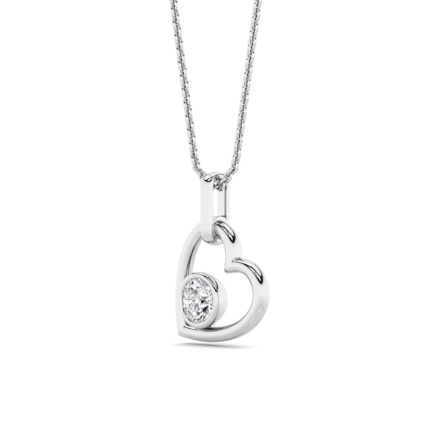 0.33 CT floating round open heart lab grown diamond pendant in 14K White Gold