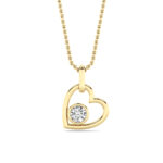 0.33 CT floating round open heart lab grown diamond pendant in 14K Yellow Gold