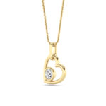 0.33 CT floating round open heart lab grown diamond pendant in 14K Yellow Gold