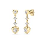 1ct Lab Grown Round Diamond Heart Drop Earrings in 14K Yellow Gold