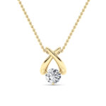 0.5 CT round crossover lab grown diamond pendant in 14K Yellow Gold