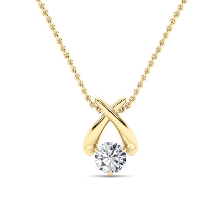 0.5 CT round crossover lab grown diamond pendant in 14K Yellow Gold