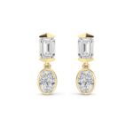 2.5ct Lab Grown Emerald Cut & Oval Diamond Drop Earrings in 14K Yellow Gold
