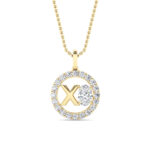 1 CT kiss medallion mixed shape lab grown diamond pendant in 14K Yellow Gold