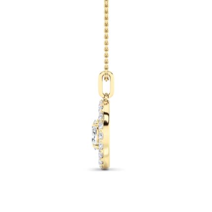 1 CT kiss medallion mixed shape lab grown diamond pendant in 14K Yellow Gold