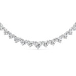 graduated heart shape lab grown diamond tennis necklace in 14K White Gold