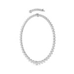 graduated heart shape lab grown diamond tennis necklace in 14K White Gold