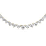 graduated heart shape lab grown diamond tennis necklace in 14K Yellow Gold
