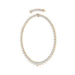 graduated heart shape lab grown diamond tennis necklace in 14K Yellow Gold