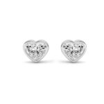 heart bezel lab grown diamond studs in 14K White Gold