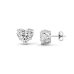 heart solitaire lab grown diamond studs in 14K White Gold