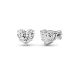 heart solitaire lab grown diamond studs in 14K White Gold