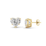 heart solitaire lab grown diamond studs in 14K Yellow Gold