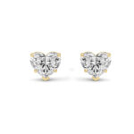 heart solitaire lab grown diamond studs in 14K Yellow Gold