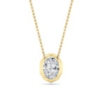 2 CT oval bezel slide lab grown diamond pendant in 14K Yellow Gold