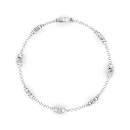 3 CT pear flower lab grown diamond chain bracelet in 14K white gold
