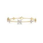 3 CT pear flower lab grown diamond chain bracelet in 14K yellow gold