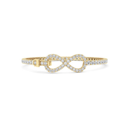 5 CT infinity round lab grown diamond tennis bracelet in 14K yellow gold