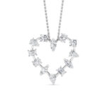 2.5 CT mixed shape scattered open heart lab grown diamond pendant in 14K White Gold