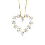 2.5 CT mixed shape scattered open heart lab grown diamond pendant in 14K Yellow Gold