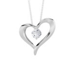1 CT round floating heart lab grown diamond pendant in 14K White Gold