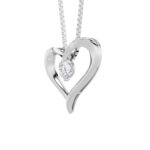 1 CT round floating heart lab grown diamond pendant in 14K White Gold