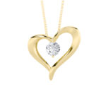 1 CT round floating heart lab grown diamond pendant in 14K Yellow Gold