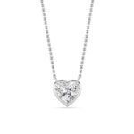 1 CT heart shape bezel solitaire lab grown diamond pendant in 14K White Gold