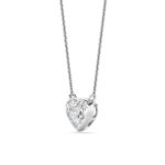 1 CT heart shape bezel solitaire lab grown diamond pendant in 14K White Gold