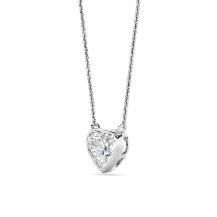 1 CT heart shape bezel solitaire lab grown diamond pendant in 14K White Gold