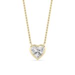 1 CT heart shape bezel solitaire lab grown diamond pendant in 14K Yellow Gold