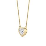 1 CT heart shape bezel solitaire lab grown diamond pendant in 14K Yellow Gold