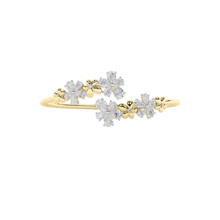 5.5 CT pear flower lab grown diamond bangle bracelet in 14K yellow gold