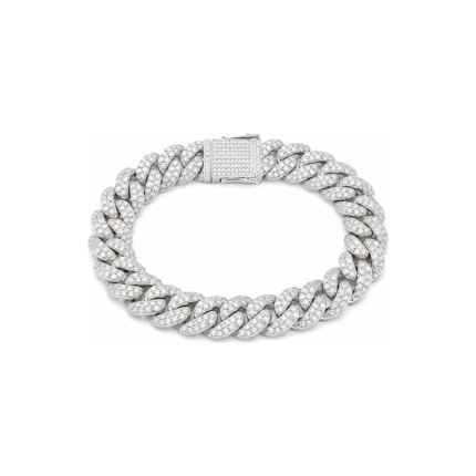 Men’s stainless steel Miami Cuban link bracelet set with 13 carats of diamonds
