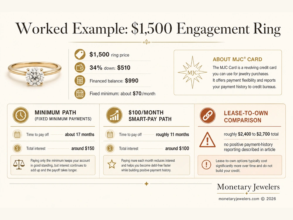 Worked Example: $1,500 Engagement Ring infographic for Best engagement rings for bad credit.